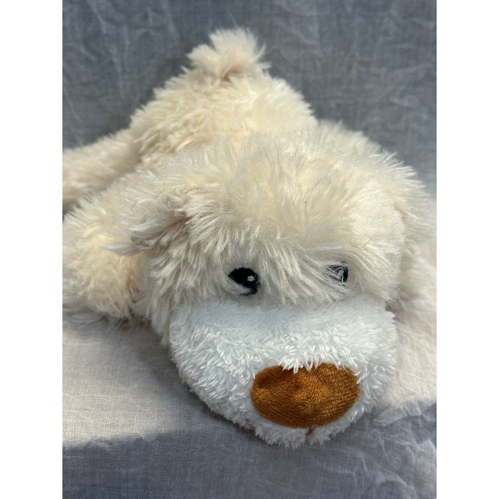 Shaggy Cream Plush Dog Stuffed Animal Floppy White Snout 9 Inch